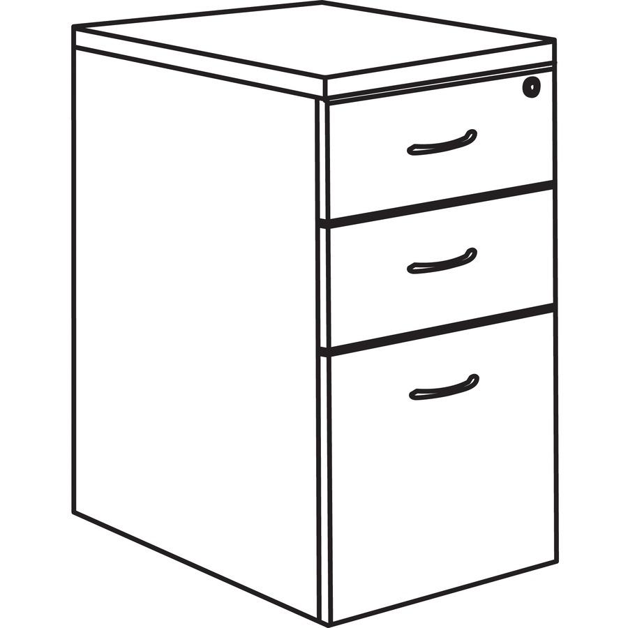 Lorell Essentials Series Box/Box/File Mobile File Cabinet - 1" Top, 3.8" Drawer Pull, 0.1" Edge, 15.8" x 22"28.4" Pedestal - 3 x Box, File Drawer(s) - Single Pedestal - Walnut, Laminate Table Top - Bu. Picture 8