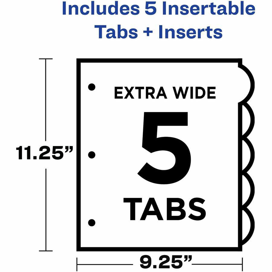 Avery&reg; Insertble Style Edge Plastic Pocket Dividers - 5 x Divider(s) - 5 - 5 Tab(s)/Set - 9.3" Divider Width x 11.25" Divider Length - 3 Hole Punched - Translucent Plastic Divider - Multicolor Pla. Picture 11