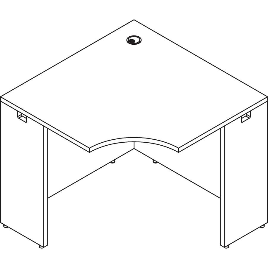 Lorell Essentials Series Walnut Laminate Corner Desk - 36" x 36"29.5" , 0.1" Edge - Material: Metal - Finish: Walnut, Laminate. Picture 7