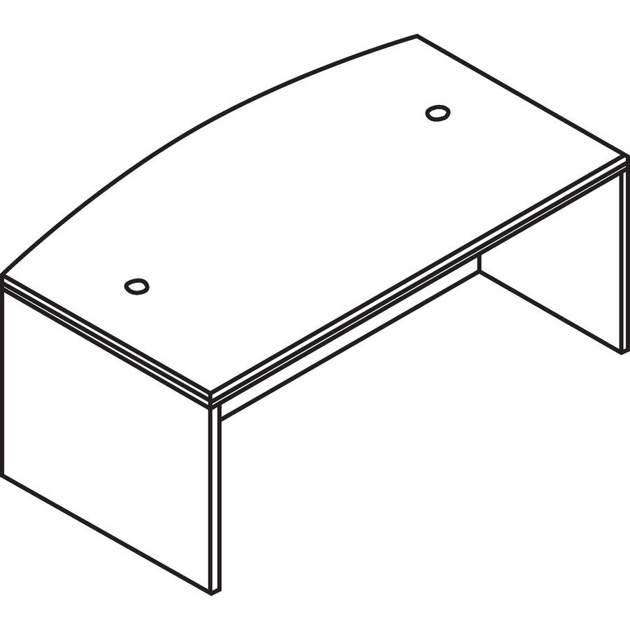 Lorell Essentials Series Bowfront Desk Shell - 71" x 41.4"29.5" Desk, 0.1" Edge - Material: Metal - Finish: Walnut, Laminate. Picture 7