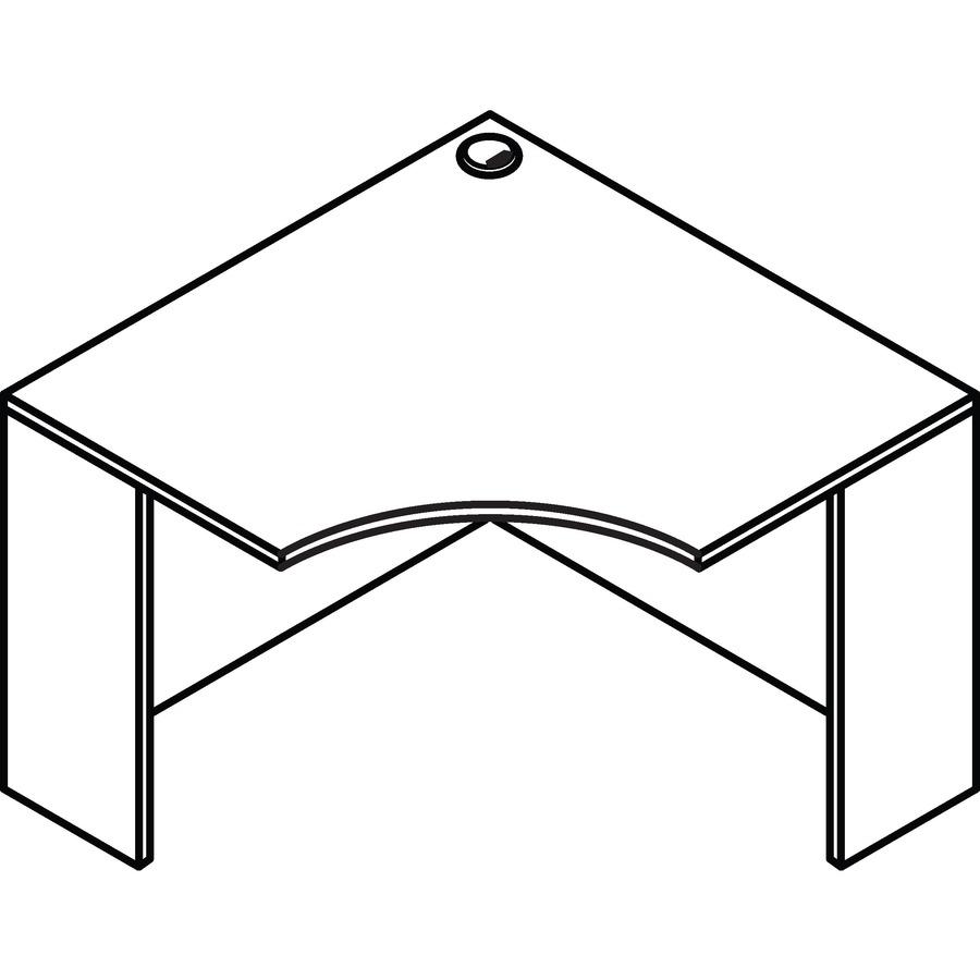 Lorell Essentials Series Corner Desk - 42" x 29.5"24" Desk, 0.1" Edge - Material: Metal - Finish: Walnut, Laminate. Picture 7