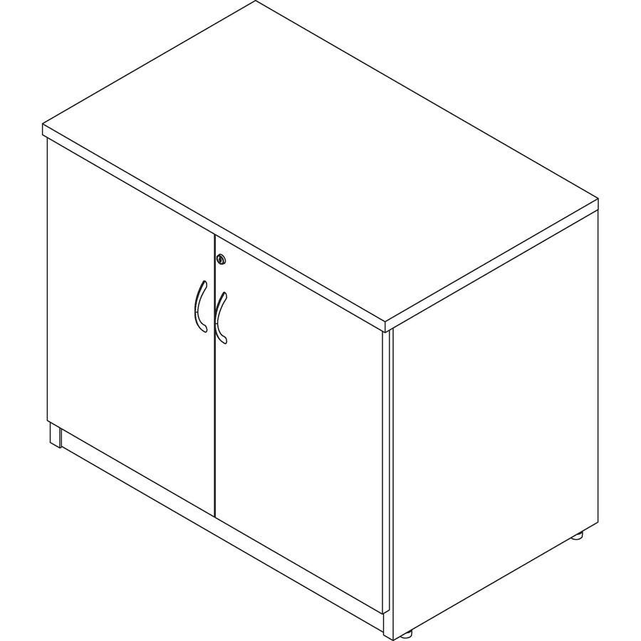 Lorell Essentials Series 2-Door Storage Cabinet - 36" x 22.5" x 29.5" - Glide, Lockable - Walnut - Laminate - Metal. Picture 6