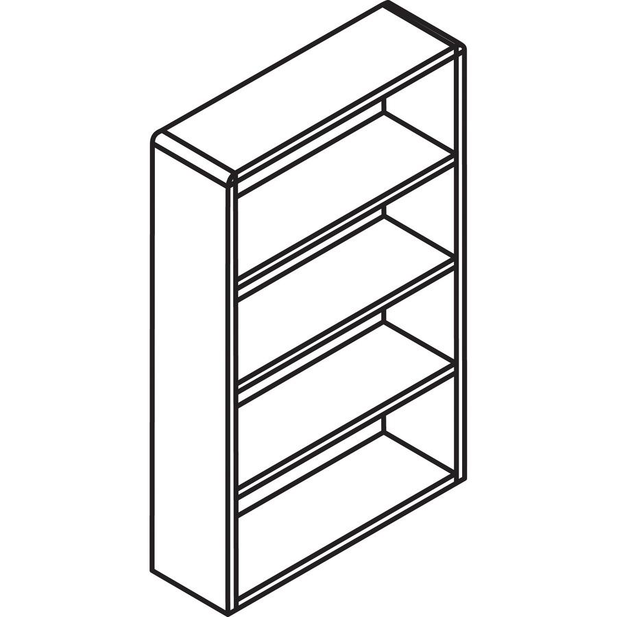 Lorell Mahogany Laminate Bookcase - 4 Shelf(ves) - 48" Height x 36" Width x 12" Depth - Sturdy, Adjustable Feet - Mahogany - Laminate - 1 Each. Picture 7