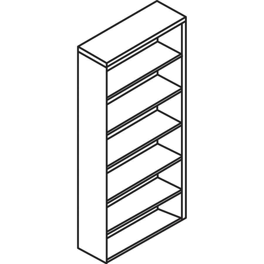 Lorell Laminate Bookcase - 6 Shelf(ves) - 72" Height x 36" Width x 12" Depth - Sturdy, Adjustable Feet, Adjustable Shelf - Thermofused Laminate (TFL) - Mahogany - Laminate - 1 Each. Picture 7