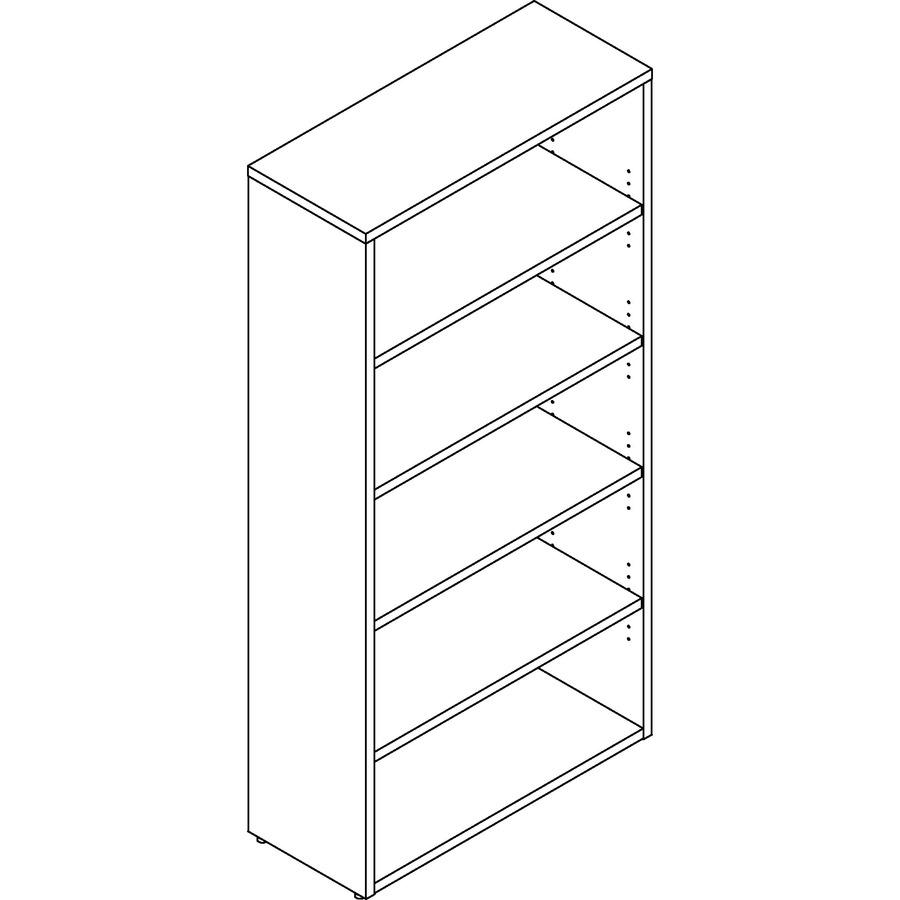 Lorell Prominence 2.0 Bookcase - 34" x 12"69" , 1" Top - 0 Door(s) - 5 Shelve(s) - Band Edge - Material: Particleboard - Finish: Laminate. Picture 3