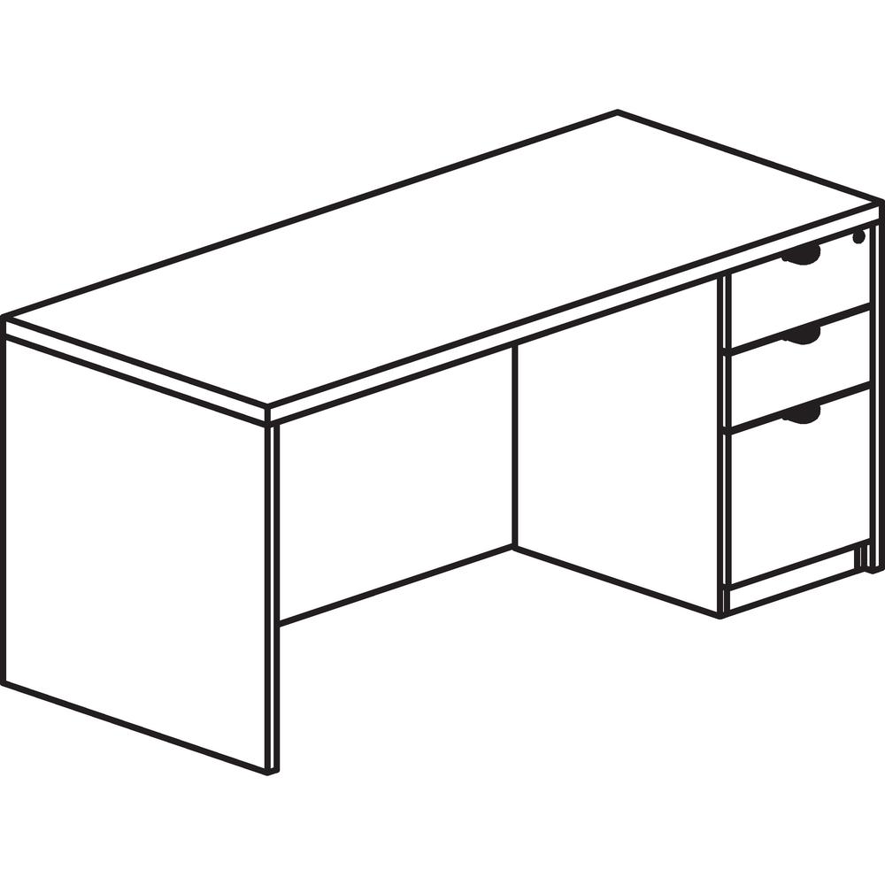 Lorell Prominence 2.0 Espresso Laminate Box/Box/File Right-Pedestal Desk - 3-Drawer - 1" Top, 72" x 36" x 29" - 3 x File Drawer(s), Box Drawer(s) - Single Pedestal on Right Side - Band Edge - Material. Picture 5