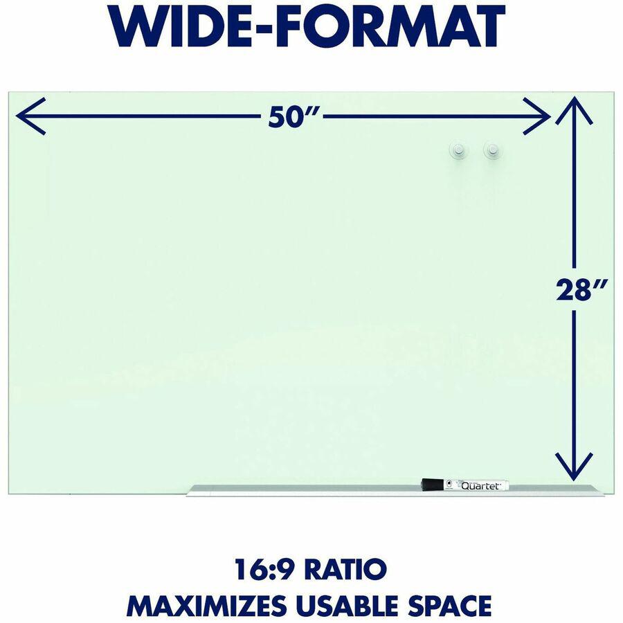 Quartet Element Framed Magnetic Glass Dry-Erase Board - 85" (7.1 ft) Width x 48" (4 ft) Height - White Tempered Glass Surface - Aluminum Frame - Rectangle - Magnetic - Assembly Required - 1 Each. Picture 6
