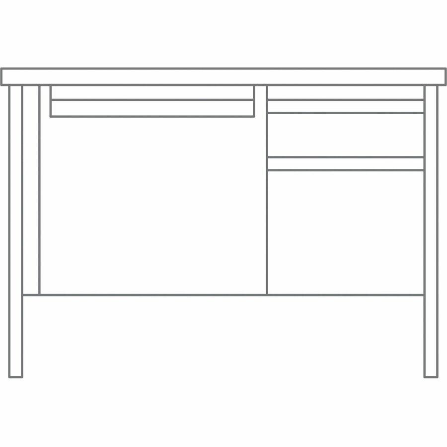 Lorell Fortress Series 48" Right-Pedestal Teachers Desk - 48" x 30"29.5" - Box, File Drawer(s) - Single Pedestal on Right Side - T-mold Edge - Finish: Gray. Picture 4