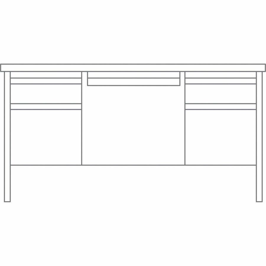 Lorell Fortress Series Double-Pedestal Teachers Desk - 60" x 30"29.5" - Box, File Drawer(s) - Double Pedestal - T-mold Edge - Finish: Black Walnut. Picture 5