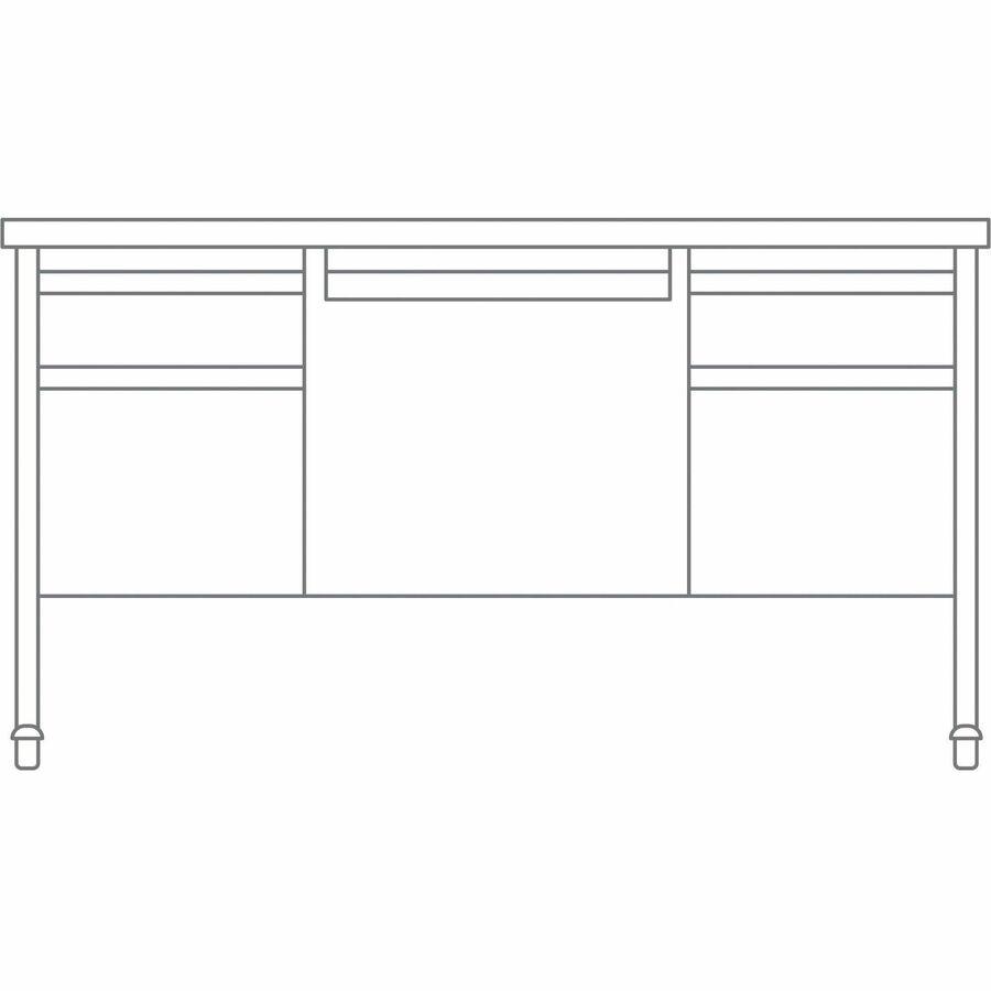Lorell Fortress Series Mobile Double-Pedestal Teachers Desk - 60" x 30"29.5" - Box, File Drawer(s) - Double Pedestal - T-mold Edge - Finish: Gray. Picture 6