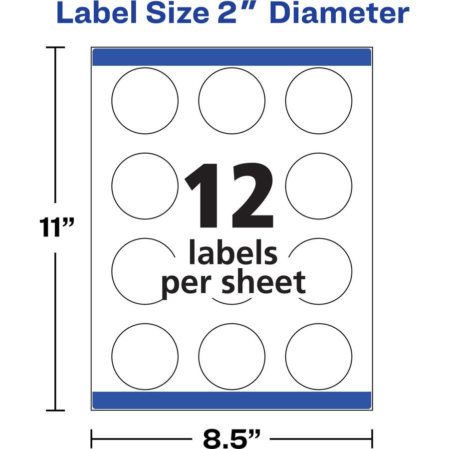Avery&reg; Easy Peel Labels -Sure Feed - Print-to-the-Edge - - Width2" Diameter - Permanent Adhesive - Round - Laser, Inkjet - White - Paper - 12 / Sheet - 25 Total Sheets - 300 Total Label(s) - 5. Picture 3
