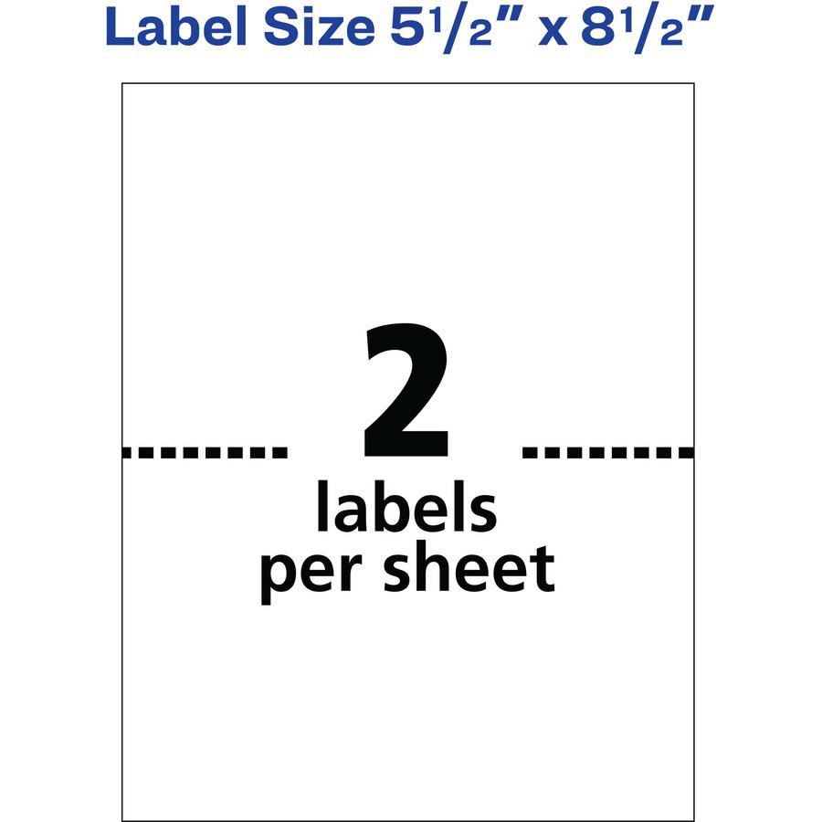 Avery&reg; Internet Shipping Labels, 5-1/2" x 8-1/2" , 20 Labels (18126) - 5 1/2" Width x 8 1/2" Length - Permanent Adhesive - Rectangle - Inkjet - White - Paper - 2 / Sheet - 25 Total Sheets - 50 Tot. Picture 2