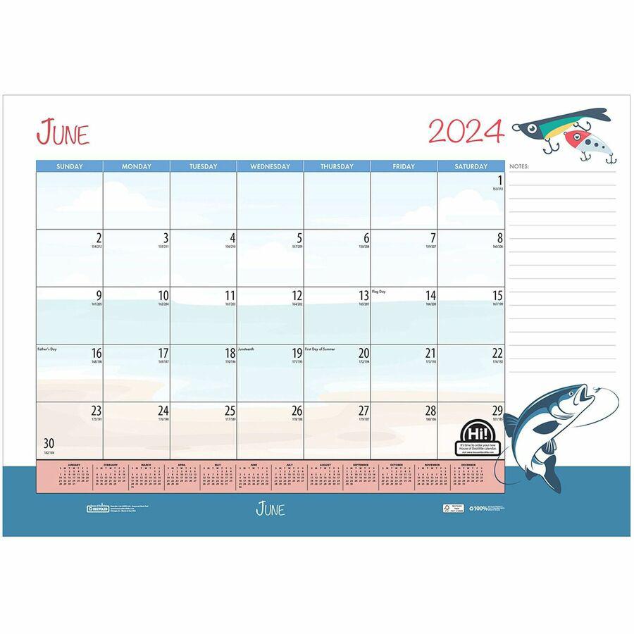 House of Doolittle Seasonal Holiday Academic Desk Pad - Academic - Julian Dates - Monthly - 12 Month - July 2023 - June 2024 - 1 Month Single Page Layout - Desk Pad - Black - Leatherette - 17" Height . Picture 19