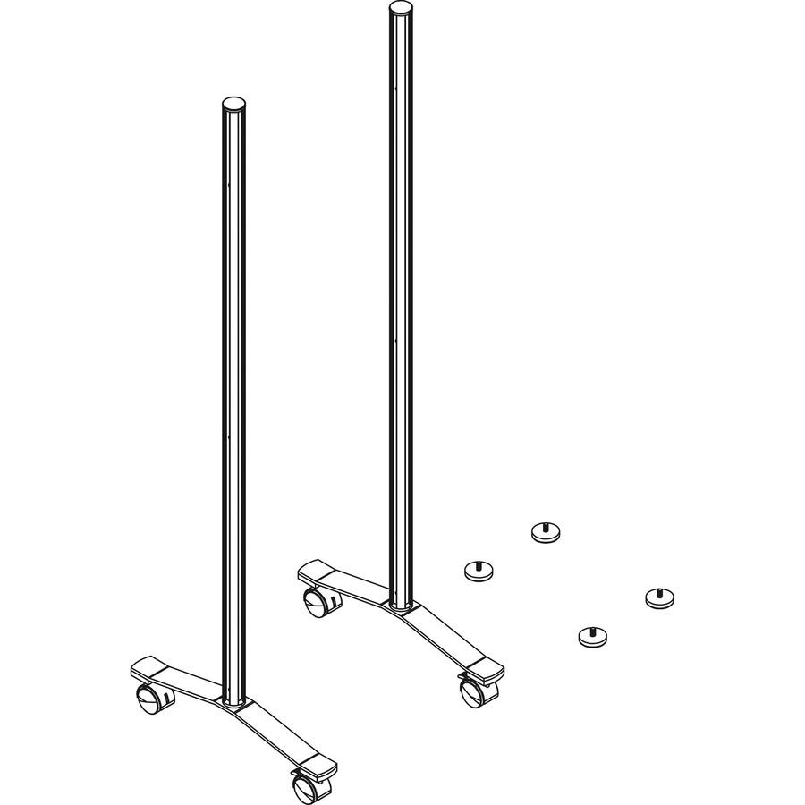 Lorell Adaptable Panel Legs for 50"H Configuration - 18.8" Width x 2" Depth x 71" Height - Aluminum - Silver. Picture 11