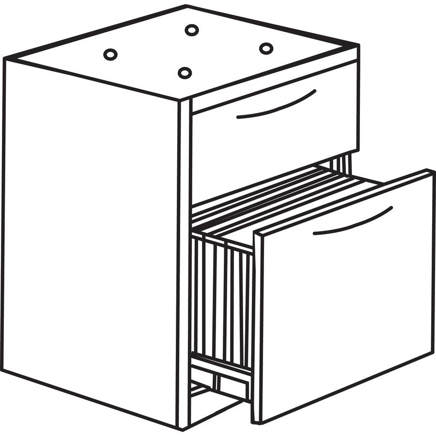 Lorell Essentials Series Box/File Hanging File Cabinet - 16" x 22" x 21" Pedestal - 2 Drawer(s) - Finish: Espresso. Picture 8