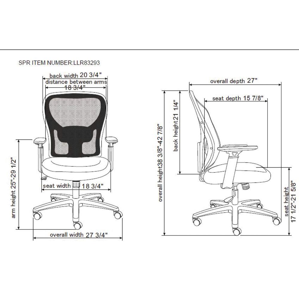 Lorell SOHO Mesh Mid-Back Task Chair - Mesh Seat - Mesh Back - 5-star Base - Black - 1 Each. Picture 6