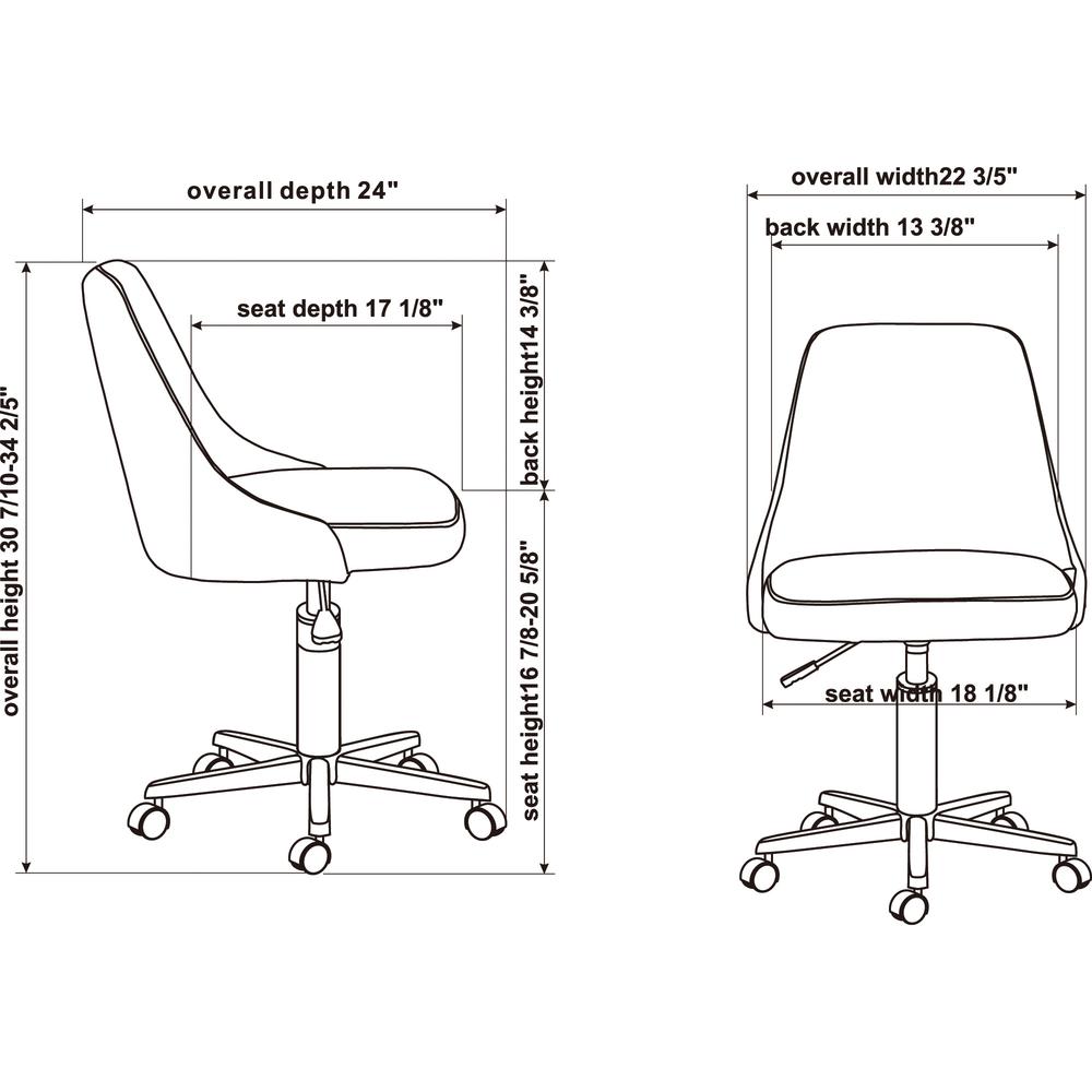 Lorell Task Chair - 22.5" x 24.4" x 31.5" - Material: Fabric, Chrome Base - Finish: Gray. Picture 7