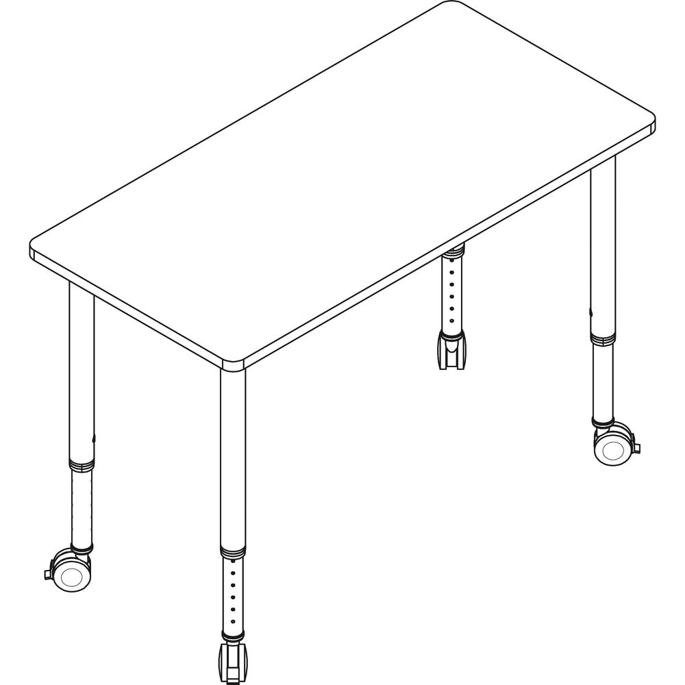 Lorell Attune Height-adjustable Multipurpose Rectangular Table - Rectangle Top - Adjustable Height - 26.62" to 33.62" Adjustment x 48" Table Top Width x 23.62" Table Top Depth - 33.62" Height - Assemb. Picture 2