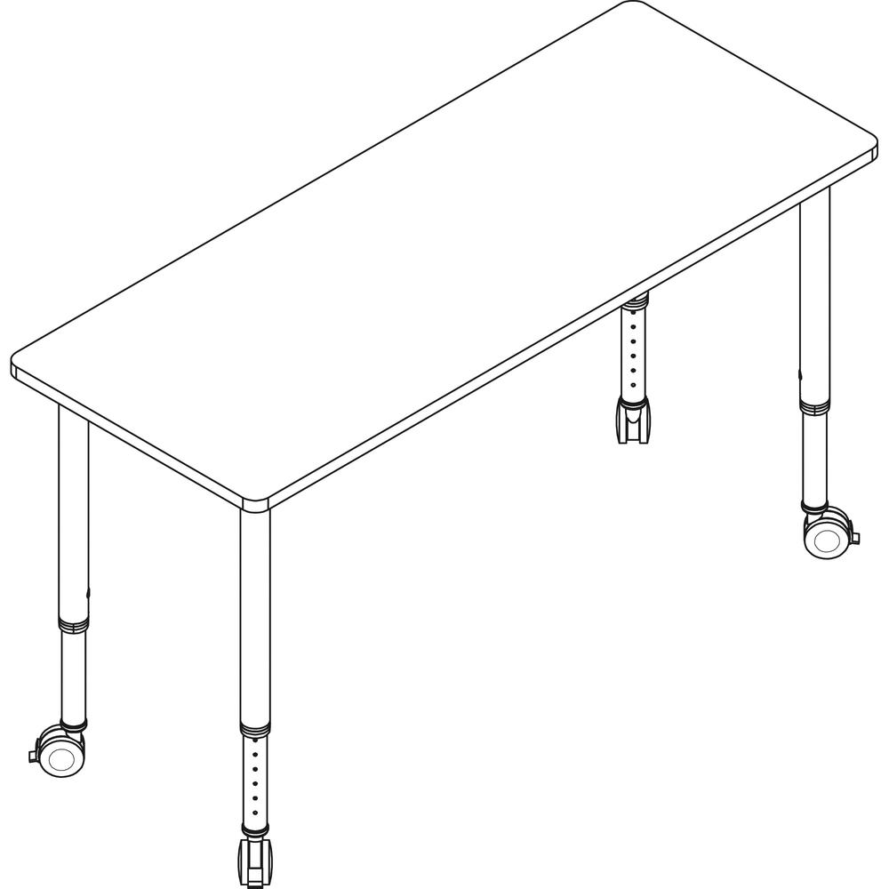 Lorell Attune Height-adjustable Multipurpose Rectangular Table - Rectangle Top - Adjustable Height - 26.62" to 33.62" Adjustment x 60" Table Top Width x 23.62" Table Top Depth - 33.62" Height - Assemb. Picture 13