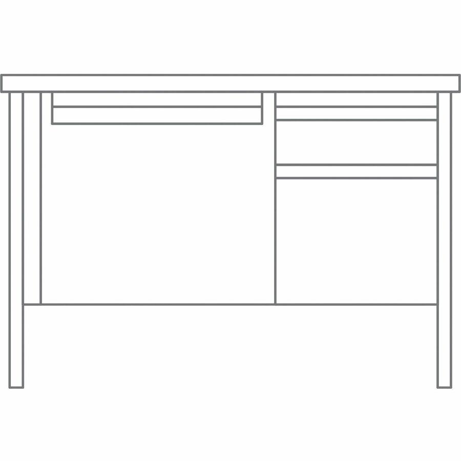 Lorell Fortress Series 48" Right Single-Pedestal Desk - 48" x 29.5"30" , 0.8" Modesty Panel, 1.1" Top - Single Pedestal on Right Side - Square Edge - Material: Steel - Finish: Black. Picture 8