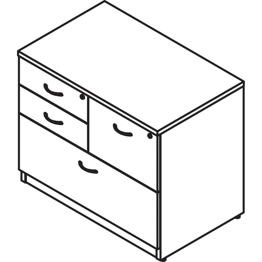 Lorell Essentials Series Box/Box/File Lateral File - 35.5" x 22"29.5" Lateral File, 1" Side Panel - 4 x File, Box Drawer(s) - Finish: Espresso Laminate. Picture 8