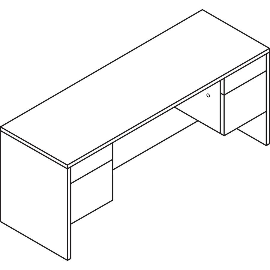 HON H10543 Pedestal Credenza - 72" x 24"29.5" - 4 x Box, File Drawer(s) - Double Pedestal - Flat Edge - Finish: Laminate, Pinnacle. Picture 2