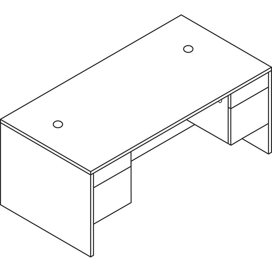 HON H10573 Double Pedestal Desk - 60" x 30"29.5" - 4 x Box, File Drawer(s) - Double Pedestal - Flat Edge - Finish: Pinnacle, Laminate. Picture 2