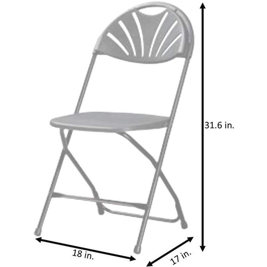 Dorel Zown Premium Fan Back Folding Chair - Black Seat - Black Polyethylene Back - Black Powder Coated Steel Frame - Four-legged Base - 8 / Carton. Picture 13