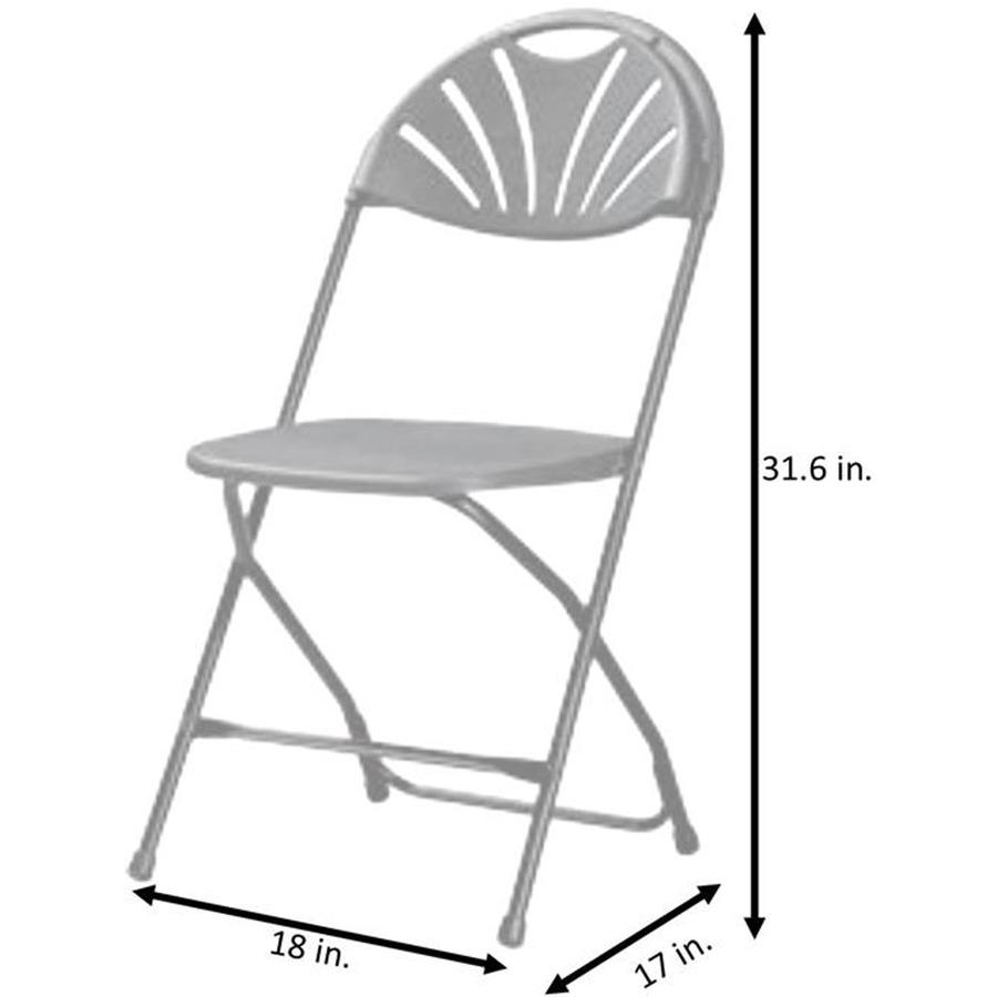 Dorel Zown Premium Fan Back Folding Chair - White Seat - White Polyethylene Back - White Powder Coated Steel Frame - Four-legged Base - 8 / Carton. Picture 10