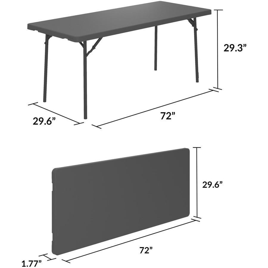 Dorel Zown Corner Blow Mold Large Folding Table - 4 Legs - 800 lb Capacity x 72" Table Top Width x 30" Table Top Depth - 29.25" Height - Gray - High-density Polyethylene (HDPE), Resin - 1 Each. Picture 13