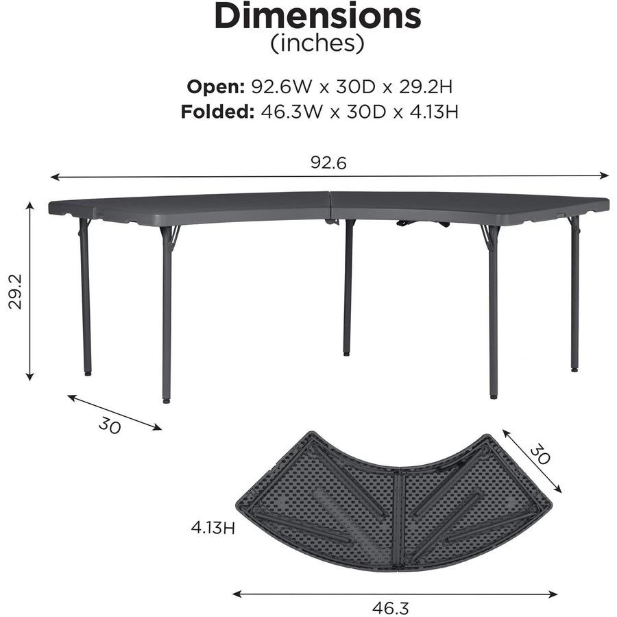 Dorel Zown Moon Commercial Blow Mold Folding Table - 5 Legs - 600 lb Capacity x 30" Table Top Width x 92.60" Table Top Depth - 29.25" Height - Gray - High-density Polyethylene (HDPE) - 1 Each. Picture 7