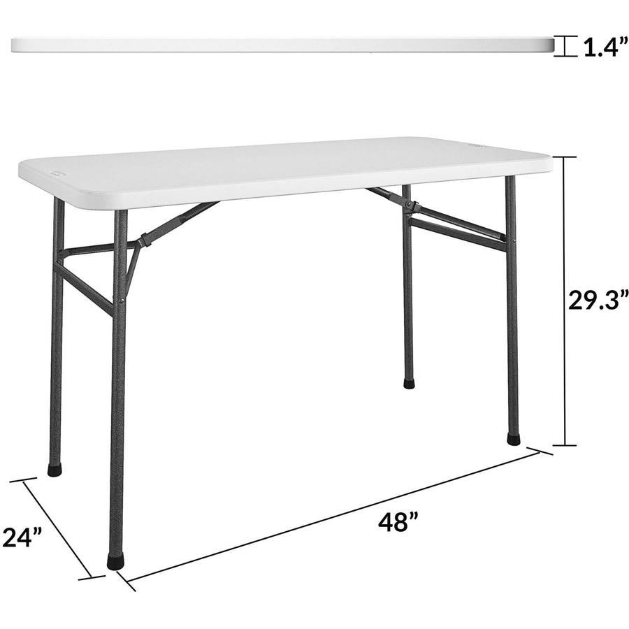 Cosco Straight Folding Utility Table - Rectangle Top - Four Leg Base - 4 Legs - 200 lb Capacity x 48" Table Top Width x 24" Table Top Depth - 29.25" Height - White - 1 Each. Picture 10