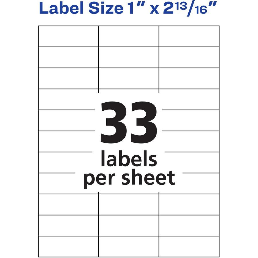 Avery&reg; Address Label - 3 2/5" Height x 9" Width x 11 1/5" Length - Permanent Adhesive - Rectangle - Matte White - Paper - 33 / Sheet - 500 Total Sheets - 16500 Total Label(s) - 1 / Carton. Picture 5