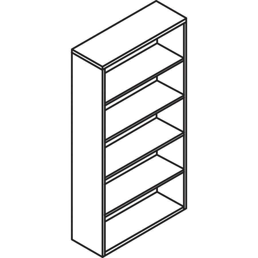 HON 10500 Bookcase - 36" x 13.1"71" - 5 Shelve(s) - Material: Laminate - Finish: Sterling Ash - Leveling Glide. Picture 2