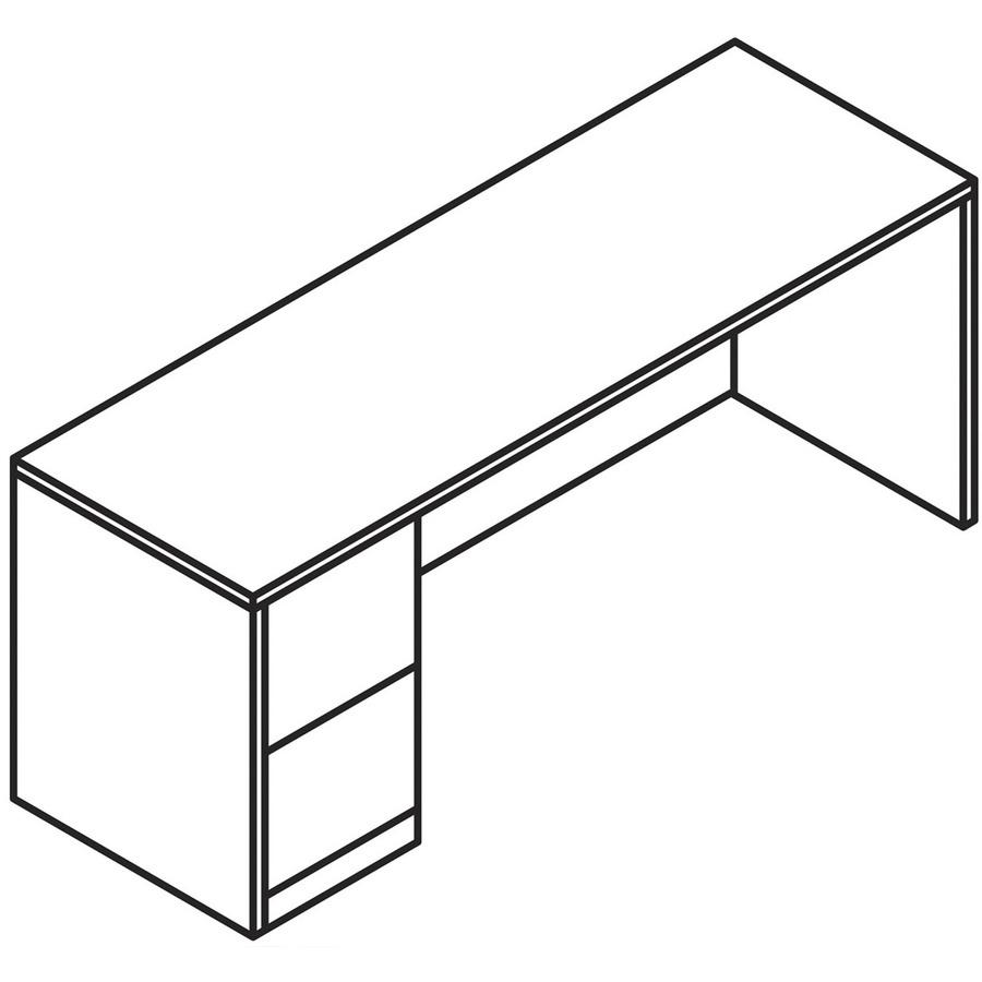 HON 10500 H105904L Pedestal Credenza - 72" x 24"29.5" - 2 x File Drawer(s)Left Side - Flat Edge - Finish: Mahogany. Picture 2