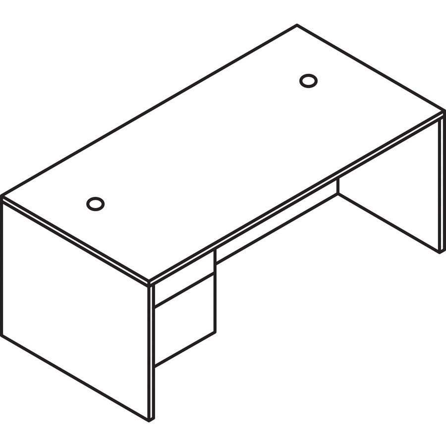 HON 10500 H10586L Pedestal Desk - 72" x 36" x 29.5" - 2 x Box, File Drawer(s)Left Side - Flat Edge - Finish: Mocha. Picture 2
