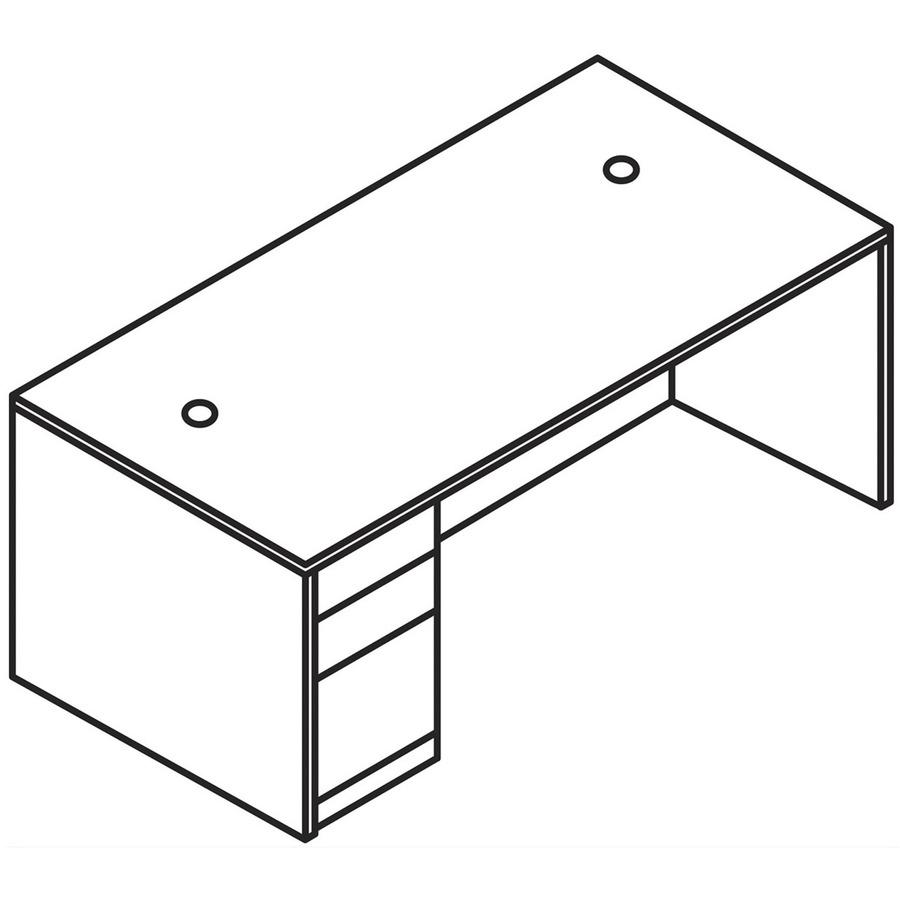 HON 10500 H105896L Pedestal Desk - 72" x 36"29.5" - 3 x Box, File Drawer(s)Left Side - Flat Edge - Finish: Mahogany. Picture 2