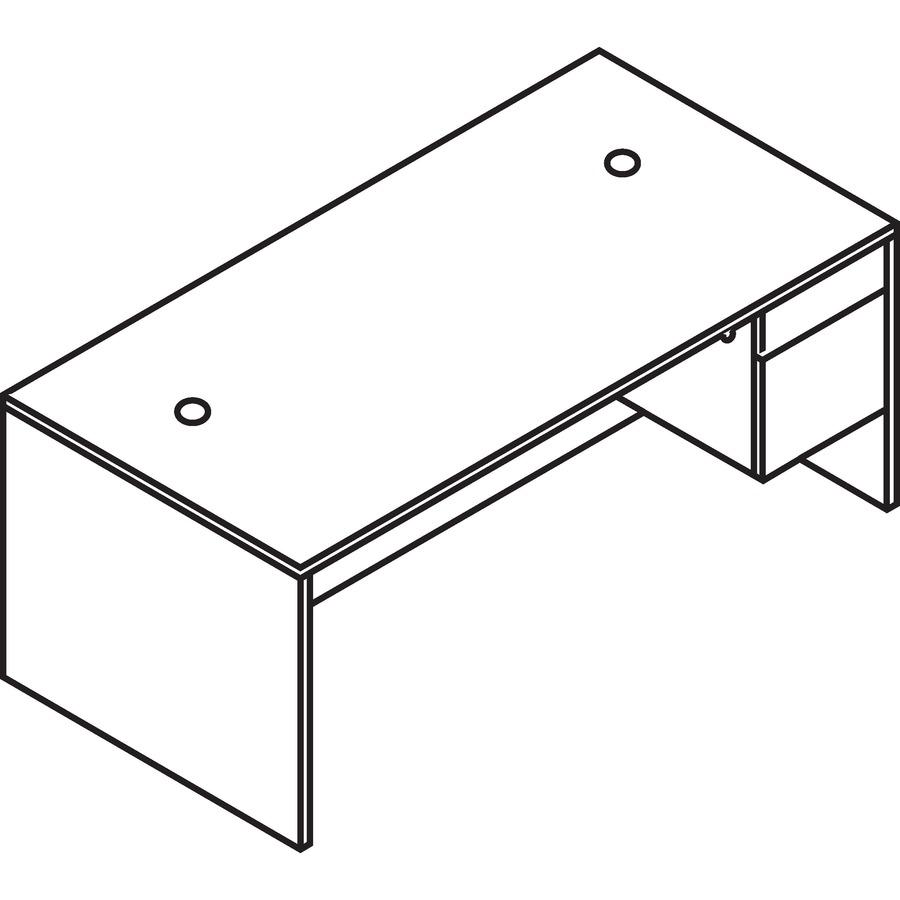 HON 10500 H10583R Pedestal Desk - 66" x 30"29.5" - 2 x Box, File Drawer(s)Right Side - Finish: Sterling Ash. Picture 2