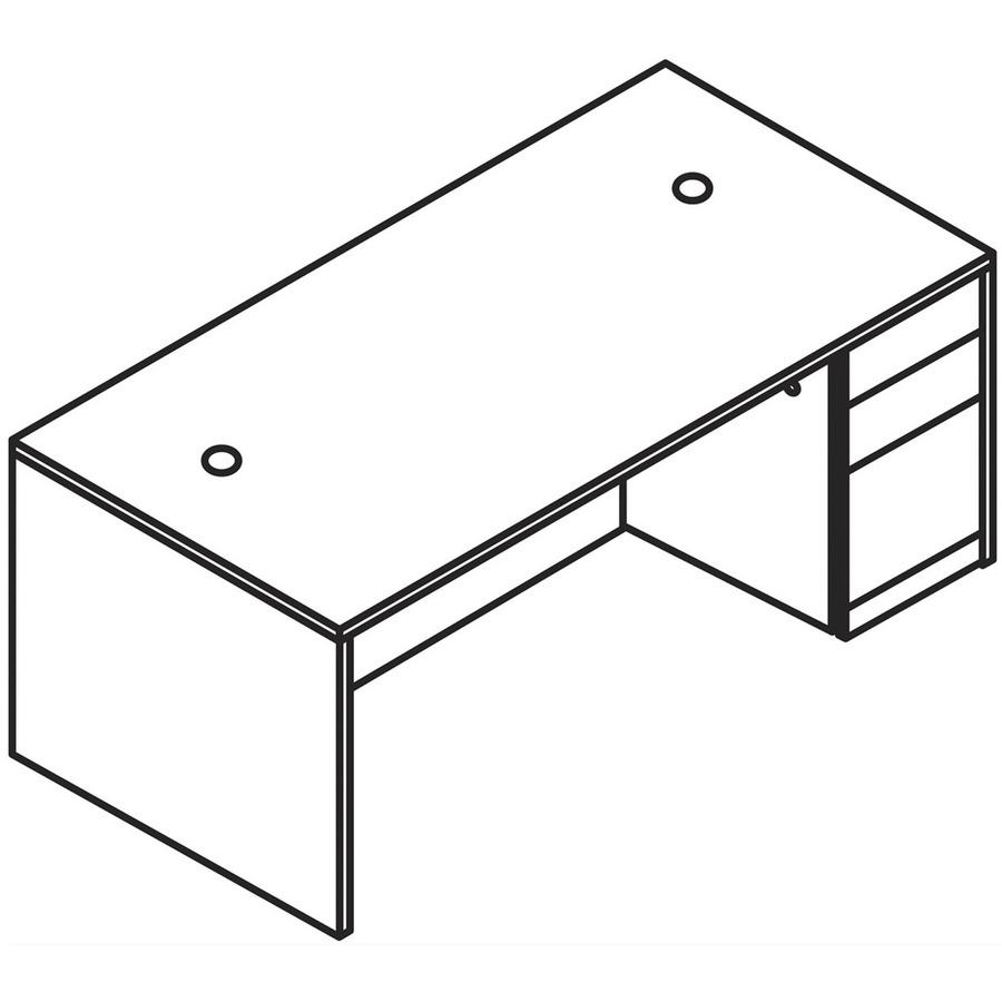 HON 10500 H105897R Pedestal Desk - 66" x 30"29.5" - 3 x Box, File Drawer(s)Right Side - Finish: Sterling Ash. Picture 2