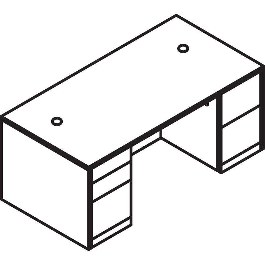 HON 10500 H105890 Pedestal Desk - 72" x 36"29.5" - 5 x Box, File Drawer(s) - Double Pedestal - Finish: Sterling Ash. Picture 3