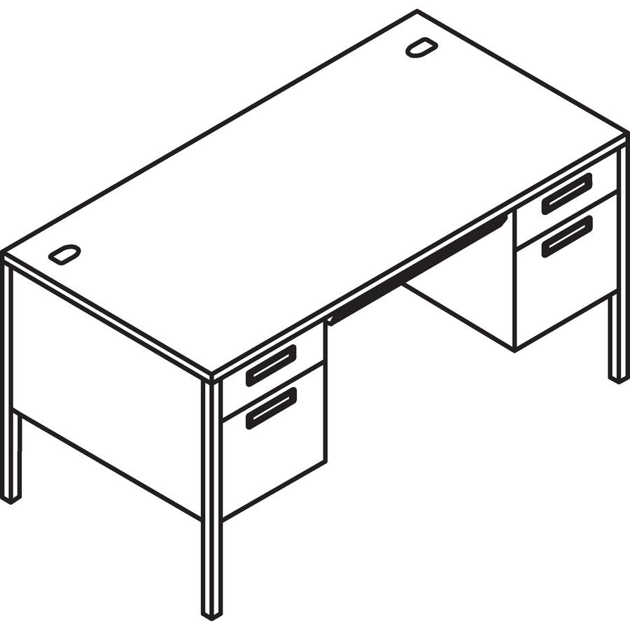 HON Metro Classic HP3262 Pedestal Desk - 60" x 30"29.5" - 4 x Box, File Drawer(s) - Double Pedestal - Square Edge - Finish: Mocha, Black. Picture 3