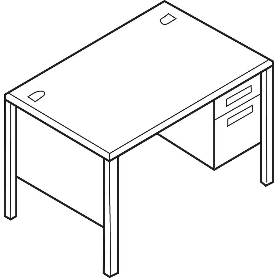 HON Metro Classic HP3251R Pedestal Desk - 48" x 30"29.5" - 5 x Box, File Drawer(s)Right Side - Square Edge - Finish: Black. Picture 2