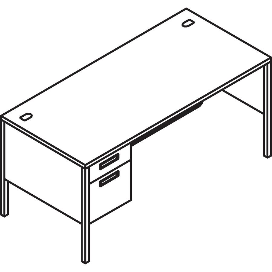 HON Metro Classic HP3266L Pedestal Desk - 66" x 30"29.5" - 2 x Box, File Drawer(s)Left Side - Square Edge - Finish: Mocha, Black. Picture 2