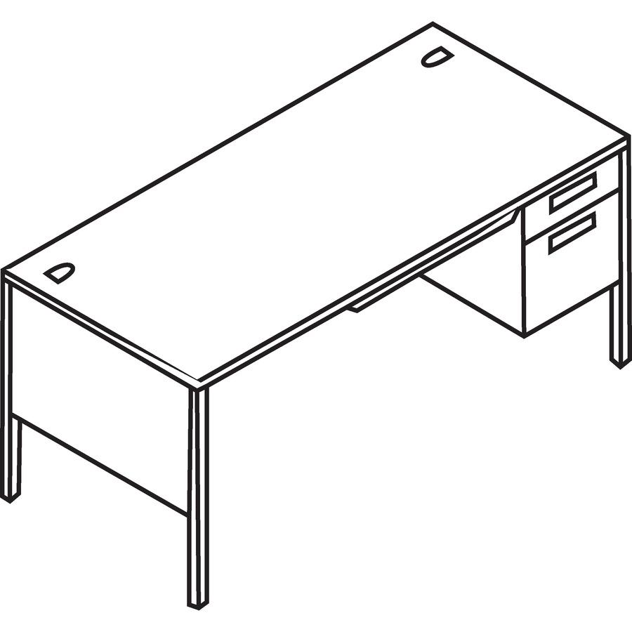 HON Metro Classic HP3265R Pedestal Desk - 66" x 30"29.5" - 2 x Box, File Drawer(s)Right Side - Square Edge - Finish: Mocha, Black. Picture 2