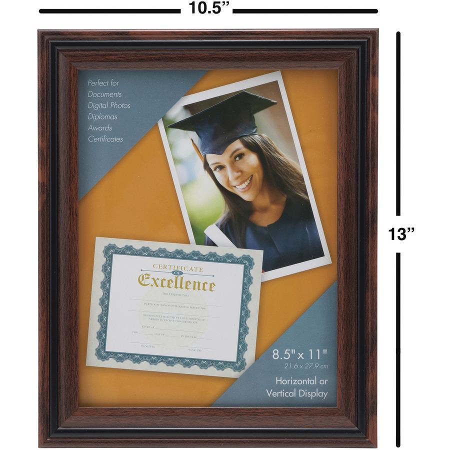 Advantus Certificate Frame - 8.50" x 11" Frame Size - Desktop - Vertical, Horizontal - Dust Resistant, Debris Resistant - 1 Each - Rosewood. Picture 5