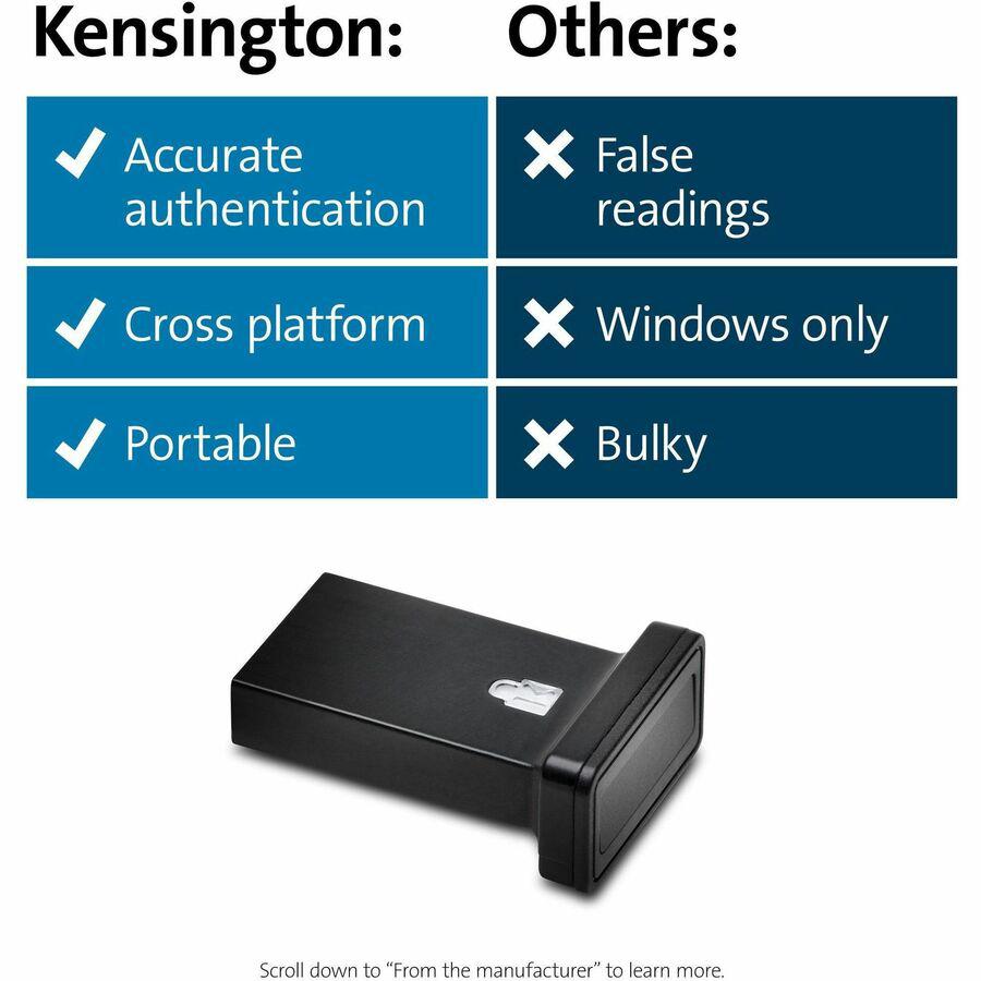 Kensington VeriMark Guard Fingerprint Security Key - Black - Fingerprint - USB - 5 V - TAA Compliant. Picture 12
