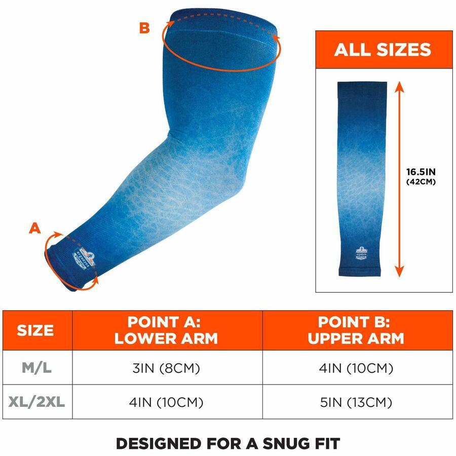 Chill-Its 6695 Sun Protection Arm Sleeves - Blue - UV Protection, Moisture Wicking, Stretchable, Machine Washable. Picture 9