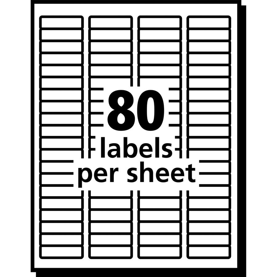 Avery&reg; Easy Peel Inkjet Printer Mailing Labels - 1/2" Width x 1 3/4" Length - Permanent Adhesive - Rectangle - Inkjet - Clear - Film - 80 / Sheet - 25 Total Sheets - 2000 Total Label(s) - 5. Picture 4