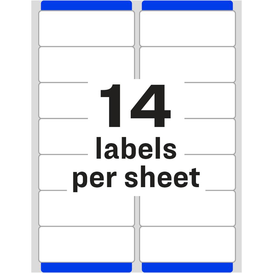 Avery&reg; Easy Peel White Inkjet Mailing Labels - 1 21/64" Width x 4" Length - Permanent Adhesive - Rectangle - Inkjet - White - Paper - 14 / Sheet - 25 Total Sheets - 350 Total Label(s) - 5. Picture 2