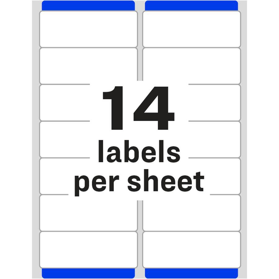 Avery&reg; Easy Peel Mailing Laser Labels - 1 21/64" Width x 4" Length - Permanent Adhesive - Rectangle - Laser - White - Paper - 14 / Sheet - 250 Total Sheets - 3500 Total Label(s) - 3500 / Box. Picture 2